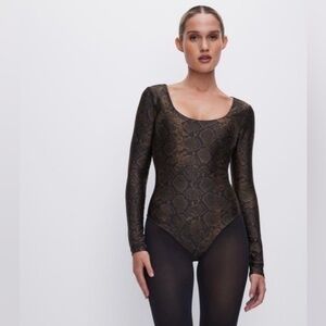Good American Snake Print Bodysuit - Black and Brown